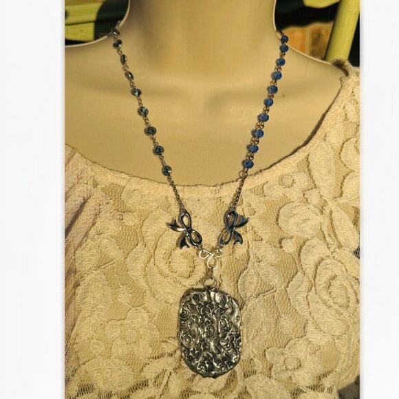 Victorian-Inspired Reversible Pendant w/ Rustic Bezel & VNTG Necklace Components - Picture 9 of 14